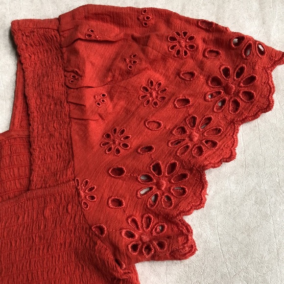 Madewell Eyelet-Sleeve Lucie Smocked Peplum Top Size XS - Picture 6 of 10